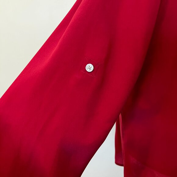 Banana Republic 100% Silk Blouse Oxblood Red Luxe Minimalist Capsule Wardrobe - Picture 8 of 11